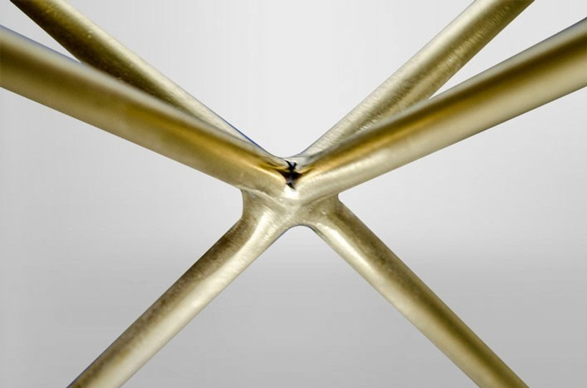 Art Deco Beistelltisch Gold Metall / Marmor 35 x 35 cm- Jugendstil Tisch - Möbel Blumentisch