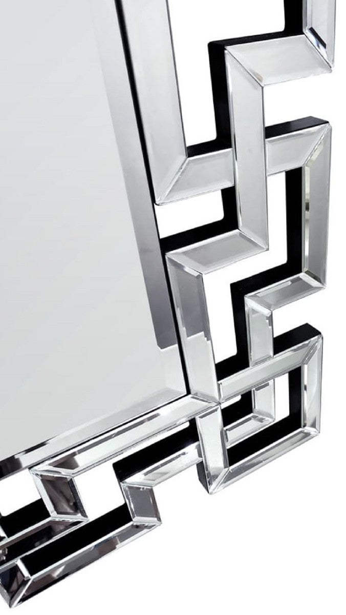 Designer Kristall Wandspiegel 80 x 3 x H. 120 cm - Rechteckiger Spiegel mit dekorativen Glaskristallen - Wohnzimmer Spiegel - Schlafzimmer Spiegel - Garderoben Spiegel - Luxus Möbel