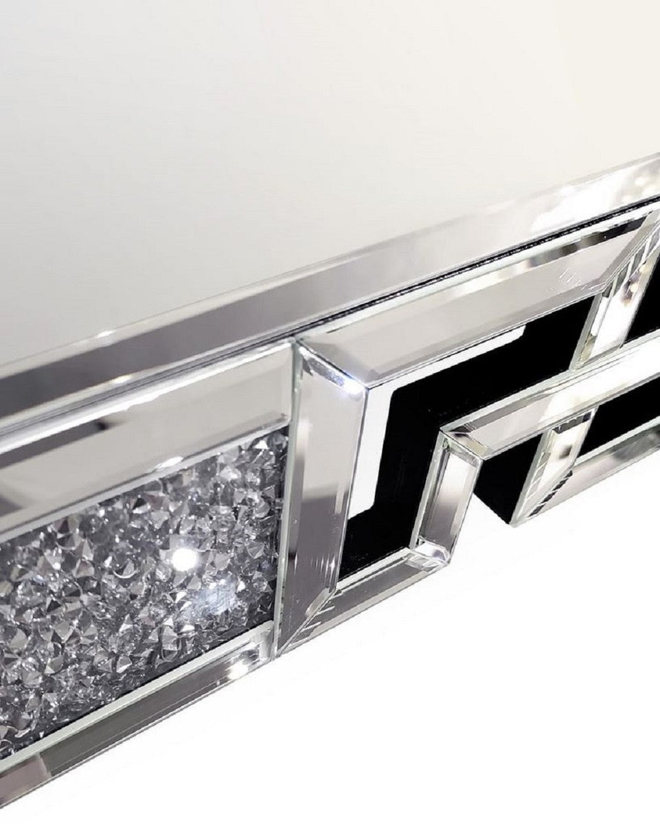 Designer Kristall Wandspiegel 80 x 3 x H. 120 cm - Rechteckiger Spiegel mit dekorativen Glaskristallen - Wohnzimmer Spiegel - Schlafzimmer Spiegel - Garderoben Spiegel - Luxus Möbel