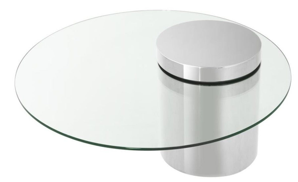 Designer Couchtisch Silber 90 x H. 43 cm - Luxus Kollektion