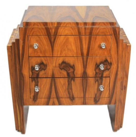 Art Deco Kommode Mahagoni - Handgefertigt aus Massivholz - Nachtschrank Nachttisch Kommode