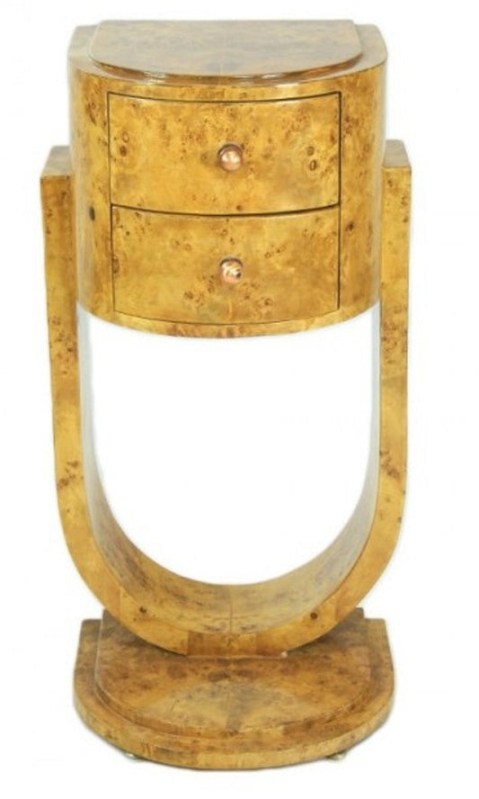 Art Deco Schubladen Schrank Vogelaugenahorn - Handgefertigt aus Massivholz - Nachtschrank Nachttisch Kommode BW