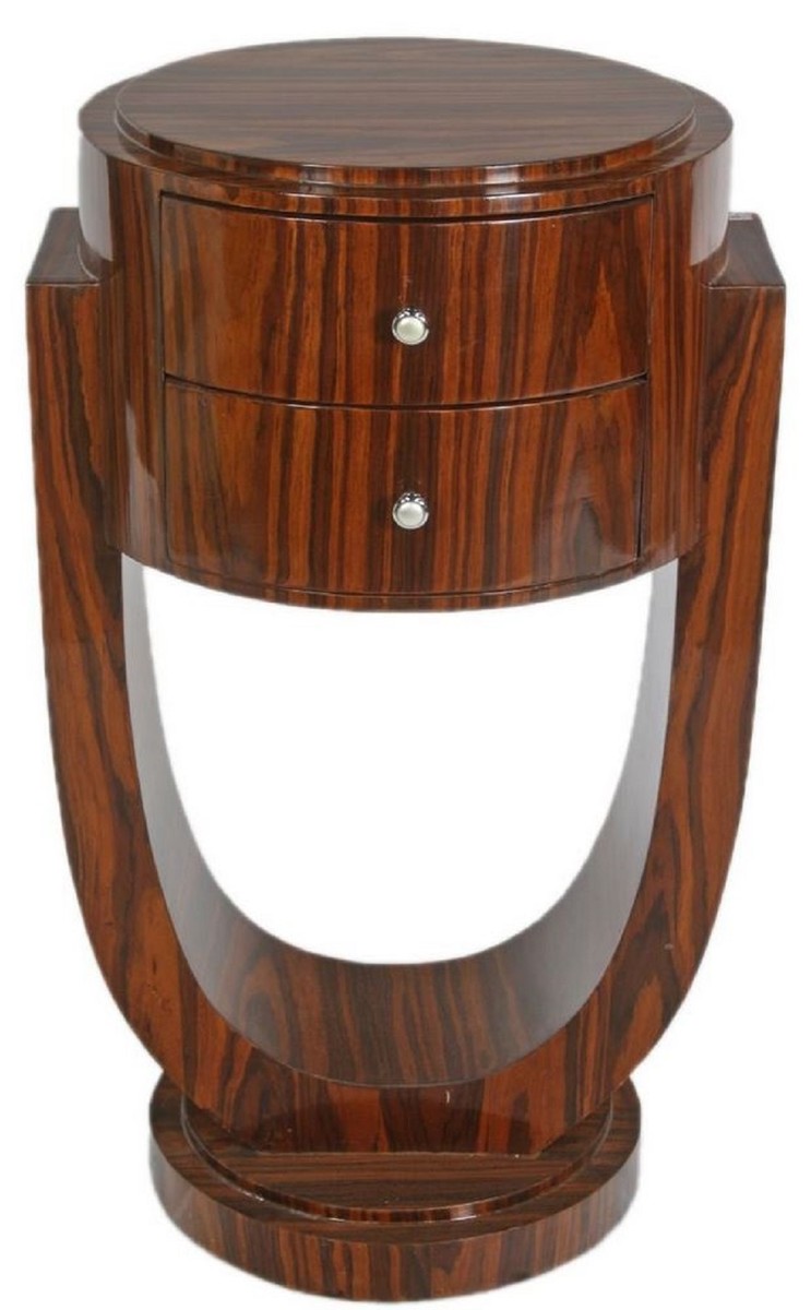Art Deco Beistelltisch Set Braun 45 x 40 x H. 75 cm - Mahagoni Beistelltische mit 2 Schubladen - Luxus Qualität