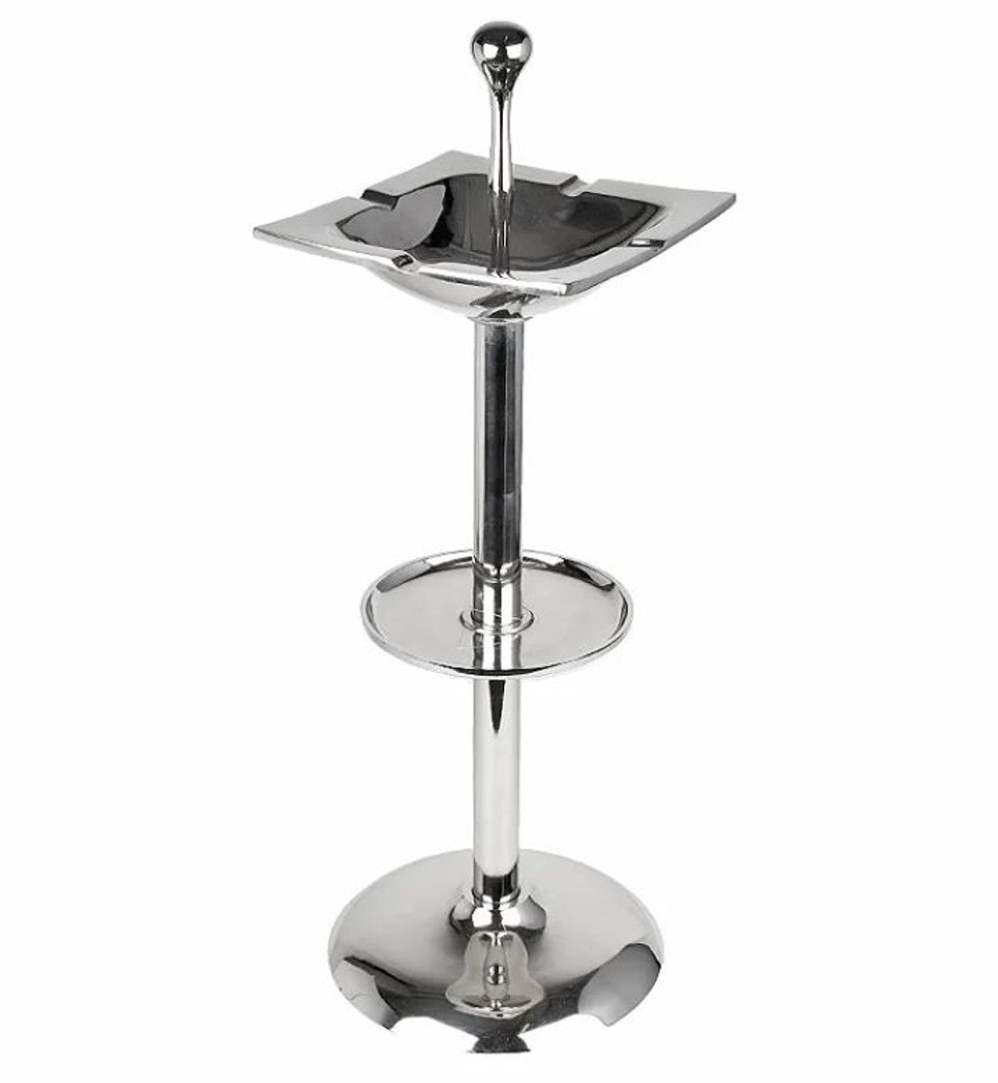 Stand Aschenbecher Silber 28x25x76cm - Eckiger Aluminium Aschenbecher mit Ständer - Deko Accessoires