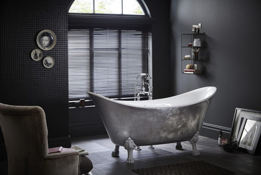 Jugendstil Badewanne freistehend Edelstahleffekt Modell He-Lyd 1730mm - Freistehende Retro Antik Badewanne Barock Stil