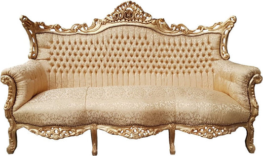 Barock 3er Sofa Gold Muster / Gold - Wohnzimmer Möbel Couch Lounge