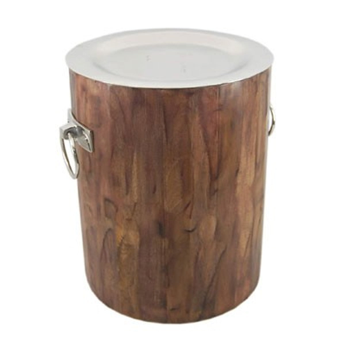 Vintage Beistelltisch Holz / Aluminium 38 x H46 cm - Jugendstil Tisch Art Deco