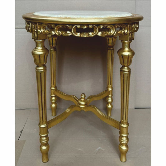 Barock Beistelltisch Gold / Grau Ø 60 x H. 72 cm - Barock Möbel
