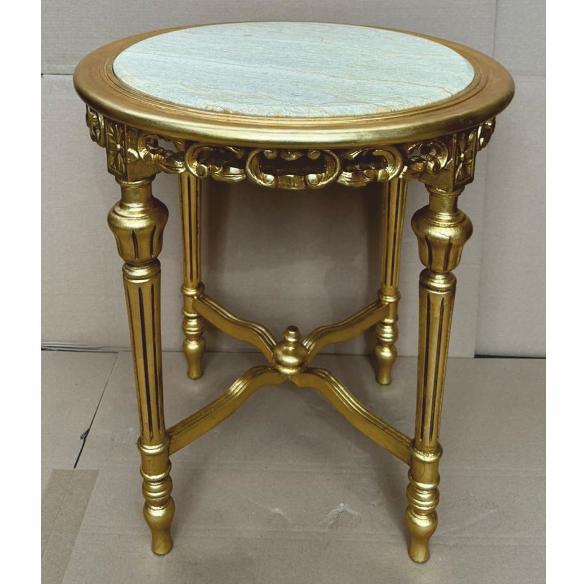 Barock Beistelltisch Gold / Grau Ø 60 x H. 72 cm - Barock Möbel
