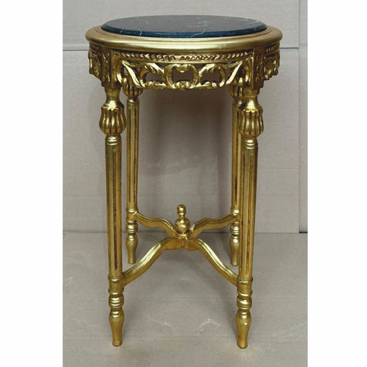 Barock Beistelltisch Gold / Schwarz Ø 45 x H. 72 cm - Barock Möbel
