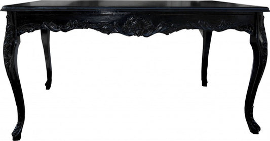 Barock Esstisch Schwarz mit Glasplatte - Esszimmer Tisch - alle Grössen