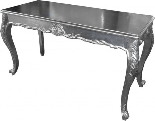 Barock Esstisch Silber 140 x 60 cm - Esszimmer Tisch - Möbel Esstisch - Konsolentisch - Konsole