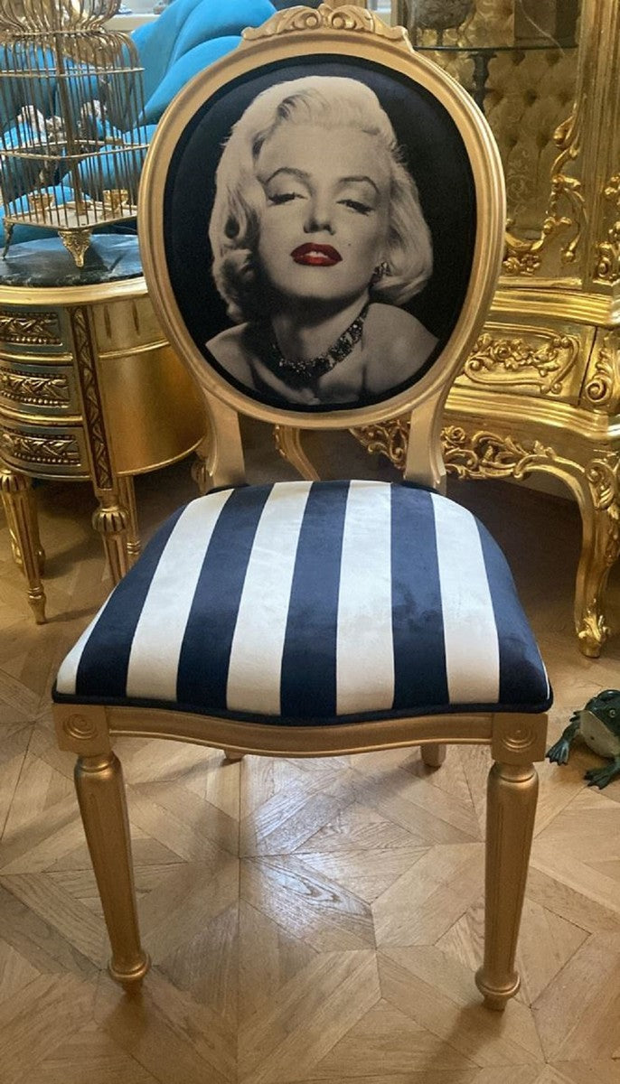 Barock Esszimmer Stuhl Marilyn Monroe mit Streifen