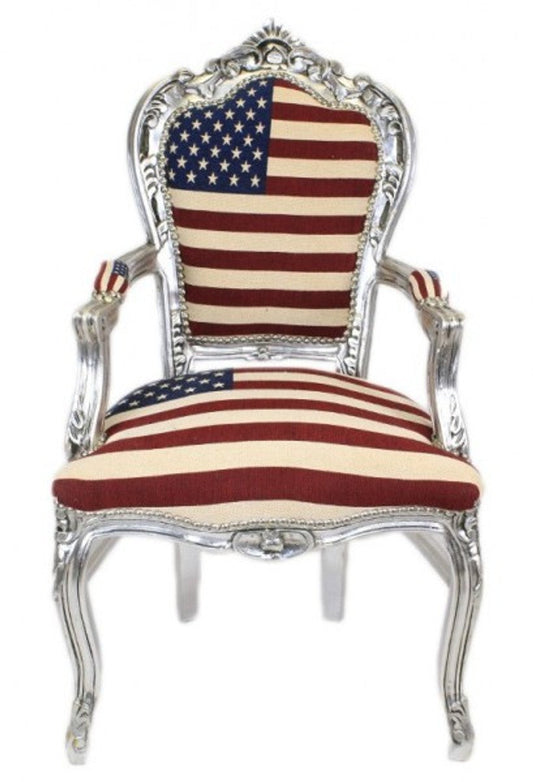 Barock Esszimmer mit Armlehnen USA / Silber Antik Stil