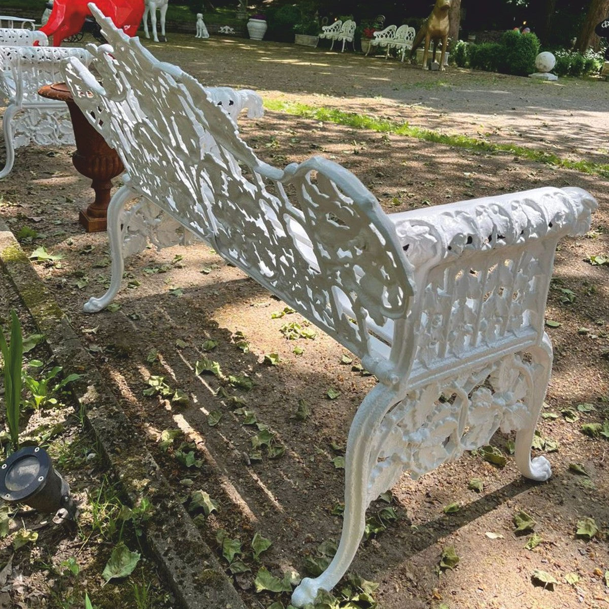 Barock Gartenbank Weiß 148 cm - Barock Garten Möbel