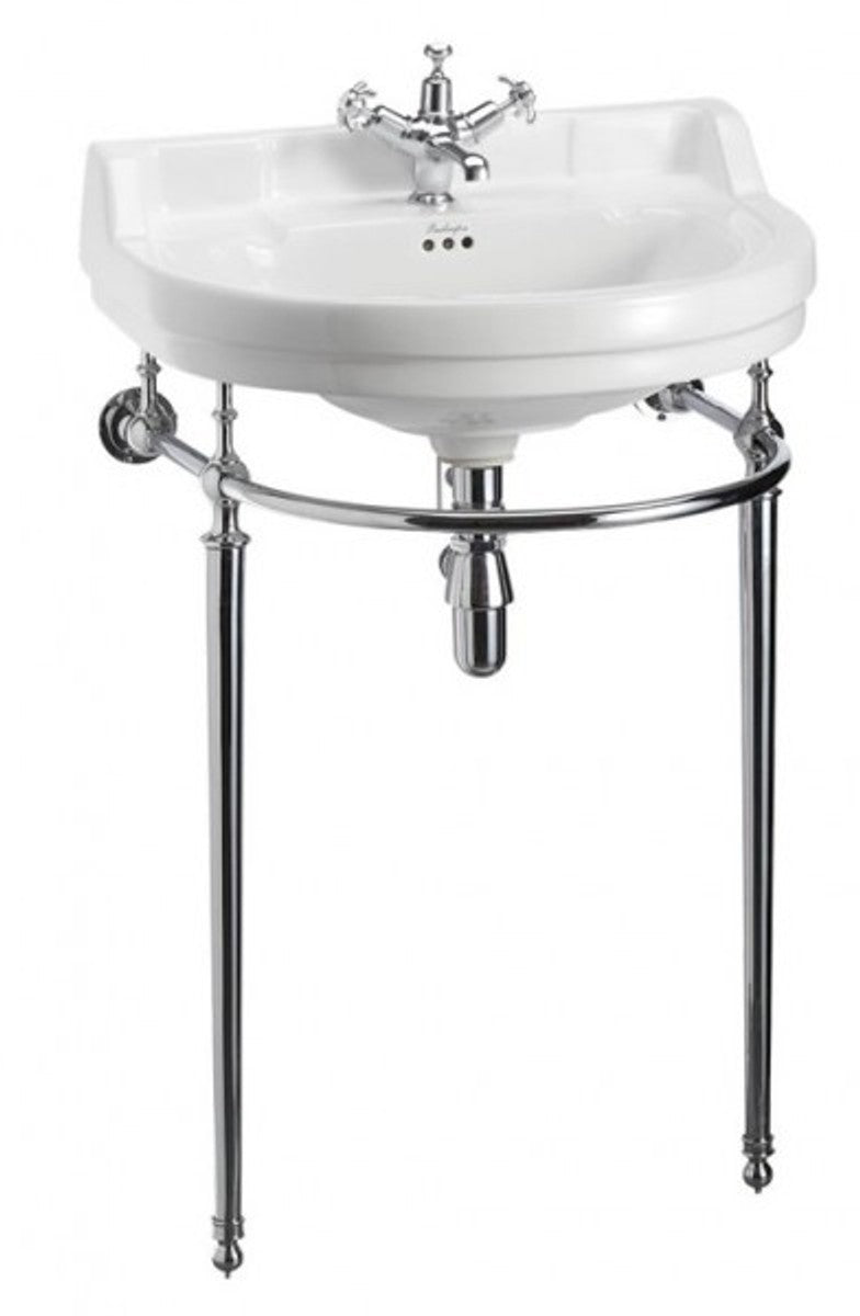Jugendstil Stand Waschtisch Weiß / Chrom B 62cm - Art Deco Waschbecken Barock Antik Stil