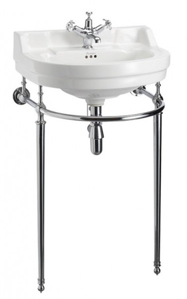 Jugendstil Stand Waschtisch Weiß / Chrom B 56cm - Art Deco Waschbecken Barock Antik Stil