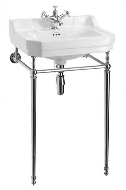 Jugendstil Stand Waschtisch Weiß / Chrom B 56cm Mod5 - Art Deco Waschbecken Barock Antik Stil