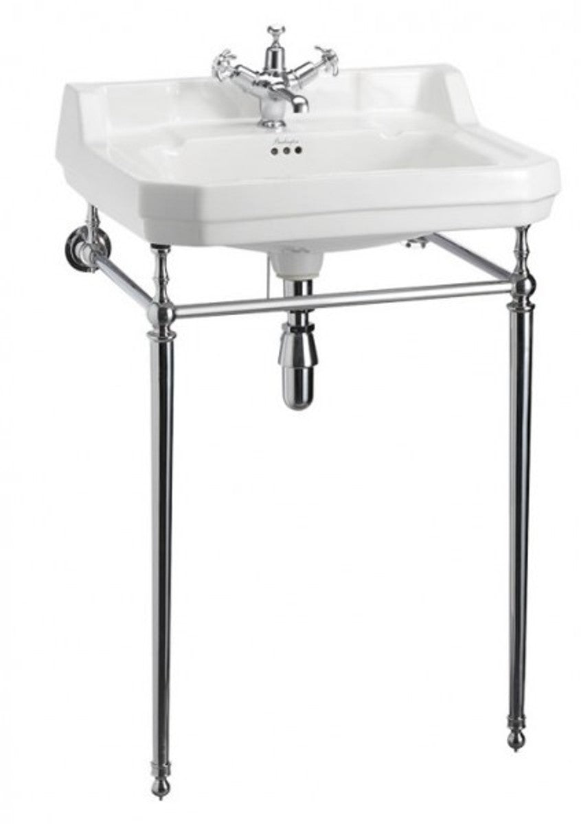 Jugendstil Stand Waschtisch Weiß / Chrom B 61cm Mod5 - Art Deco Waschbecken Barock Antik Stil