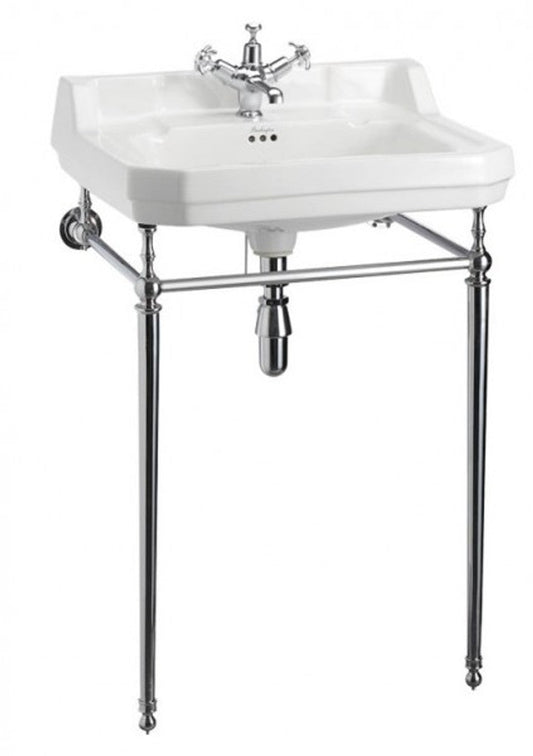Jugendstil Stand Waschtisch Weiß / Chrom B 61cm Mod5 - Art Deco Waschbecken Barock Antik Stil