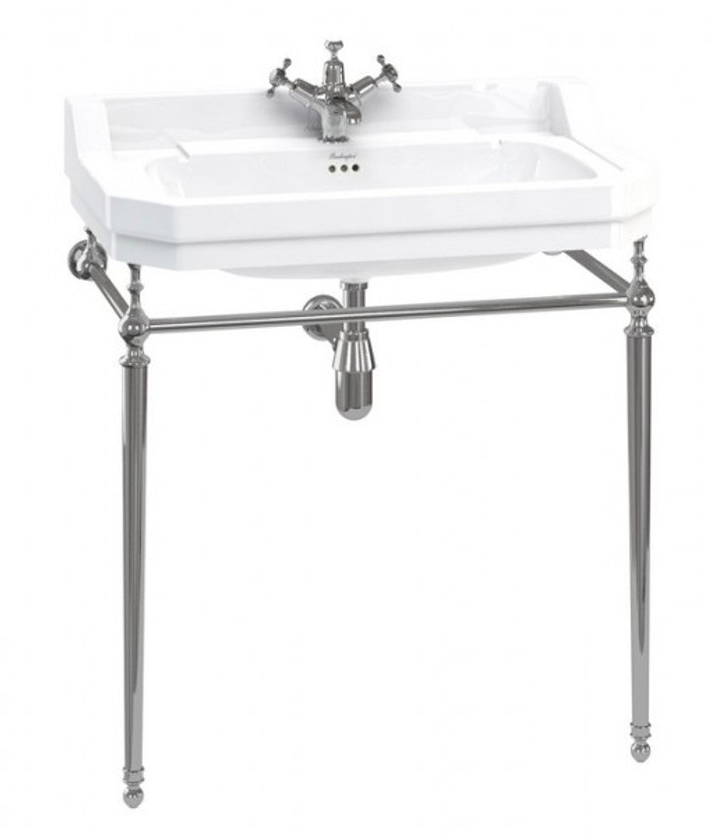 Jugendstil Stand Waschtisch Weiß / Chrom B 80cm Mod5 - Art Deco Waschbecken Barock Antik Stil