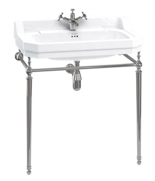 Jugendstil Stand Waschtisch Weiß / Chrom B 80cm Mod5 - Art Deco Waschbecken Barock Antik Stil