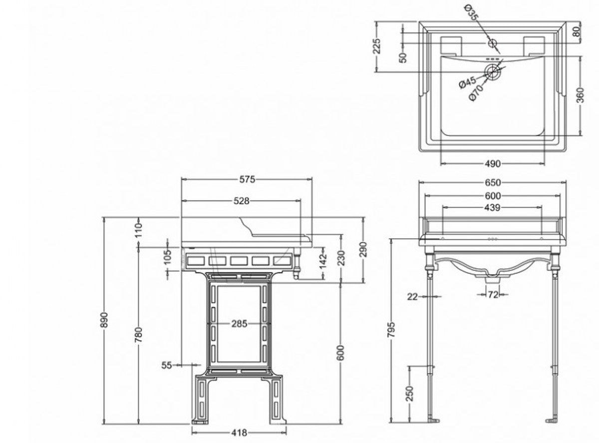 Jugendstil Stand Waschtisch Weiß / Silber - Barock Waschbecken Barockstil Antik Stil