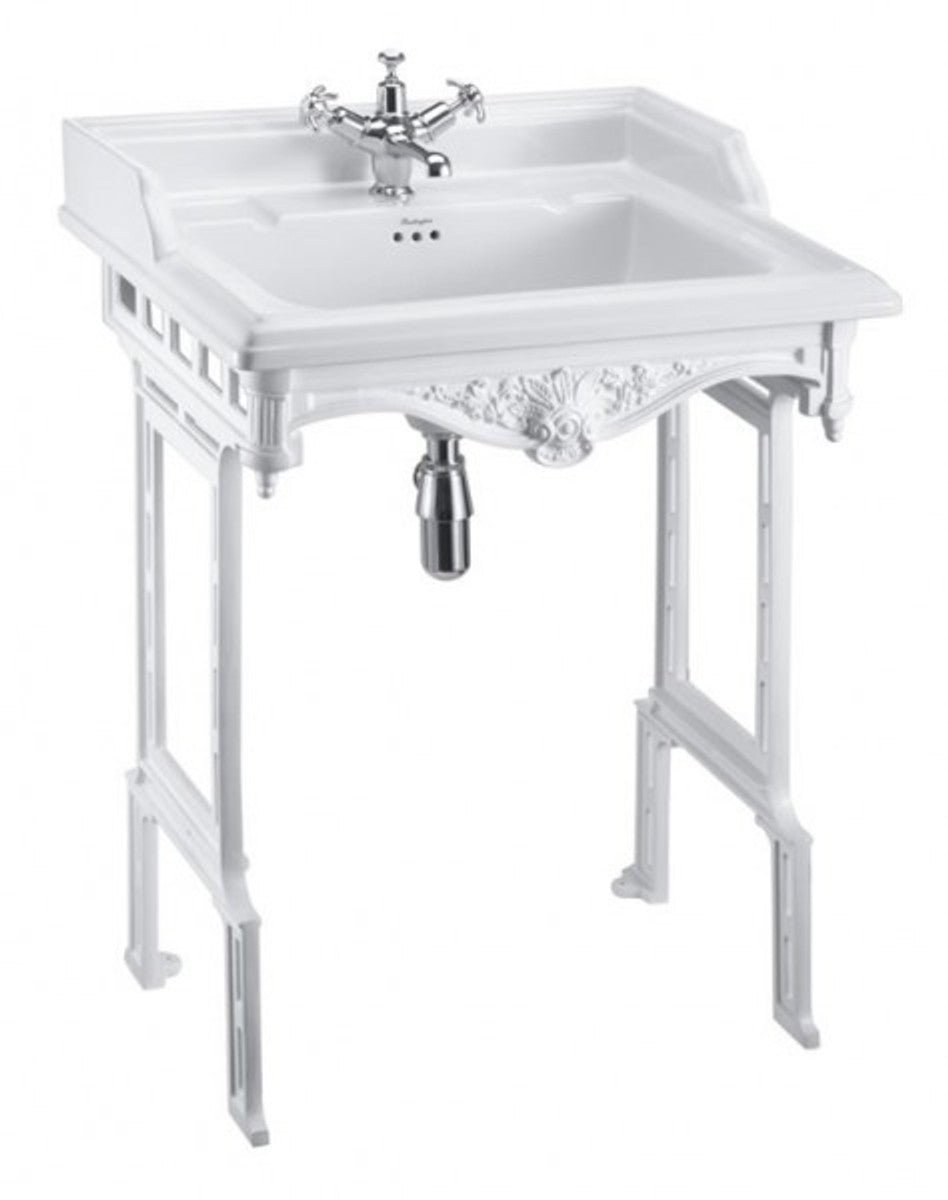 Jugendstil Stand Waschtisch Weiß / Weiß - Barock Waschbecken Barockstil Antik Stil