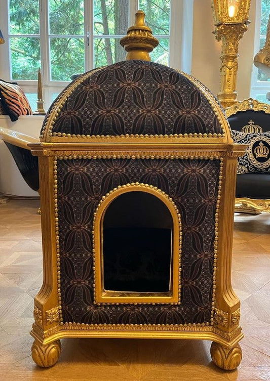 Pompöös by Barock Katzenhaus Lila / Gold - Pompööser Katzen Tempel designed by Harald Glööckler - Pompööse Tiermöbel im Barockstil