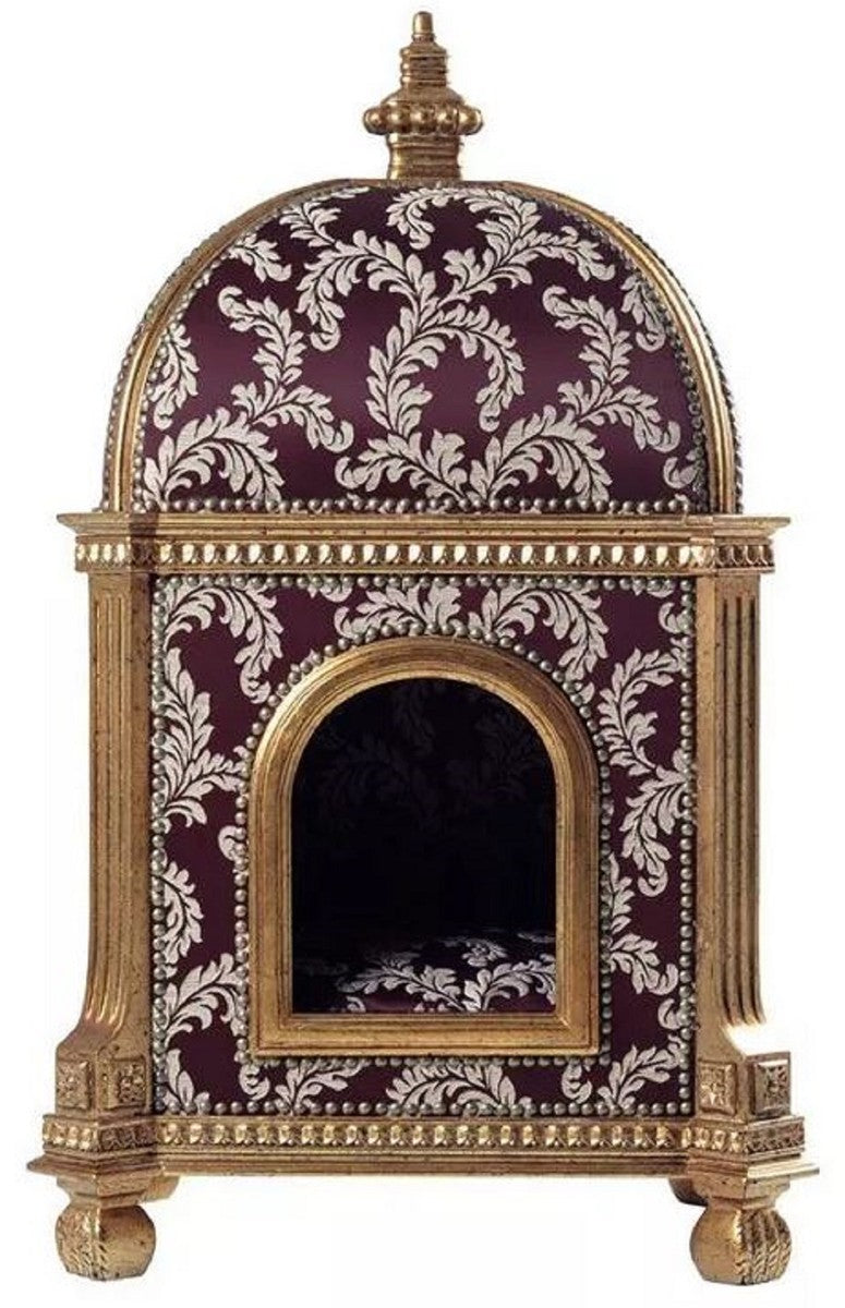 Barock Katzenhaus Lila / Gold H. 94 cm - Barock Tiermöbel