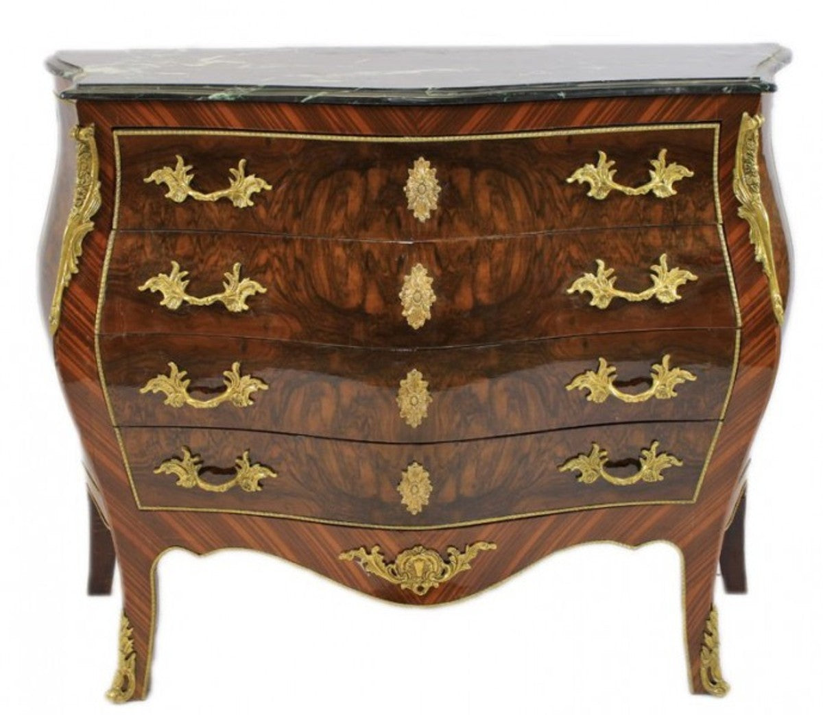 Barock Kommode Braun mit grüner Marmorplatte - Bombay Empire Kommode