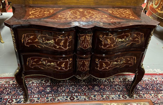 Barock Kommode Dunkelbraun / Braun / Gold - Handgefertigte Antik Stil Massivholz Kommode mit 2 Schubladen - Barock Wohnzimmer Möbel