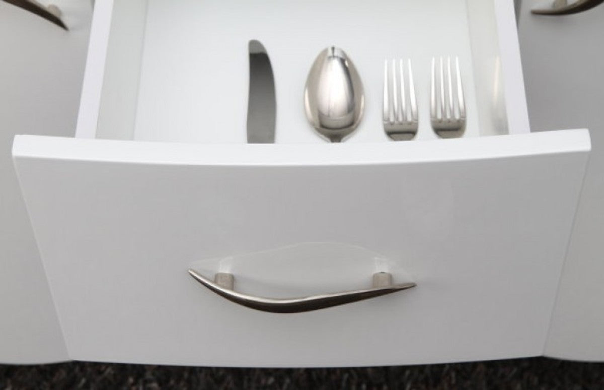 Barock Kommode Weiss Hochglanz Breite 160 cm, Höhe 87 cm - Moderne Barock Möbel