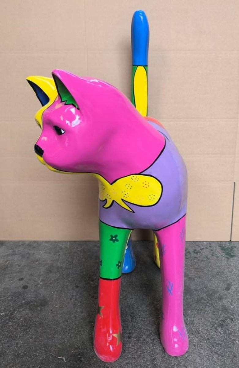 Deko Figur Katze Bunt H. 110 cm - Garten Deko Tier Figur