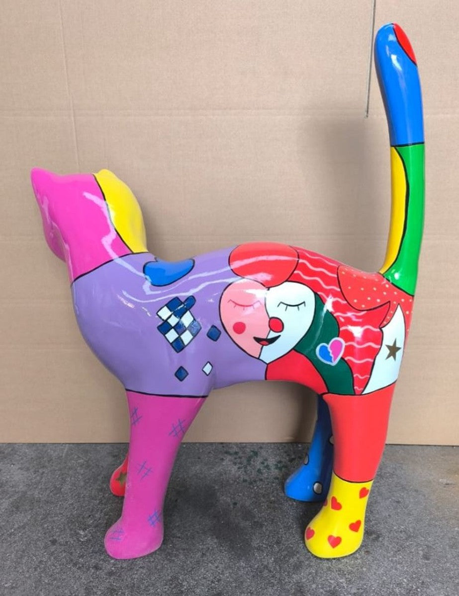Deko Figur Katze Bunt H. 110 cm - Garten Deko Tier Figur