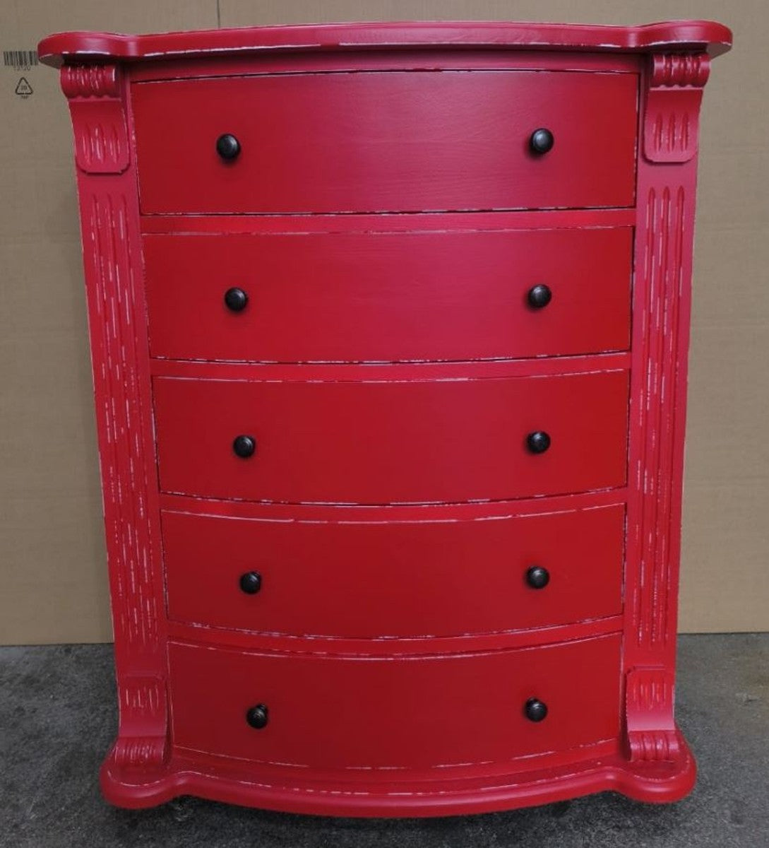 Landhausstil Kommode mit 5 Schubladen Antik Rot H. 100 cm