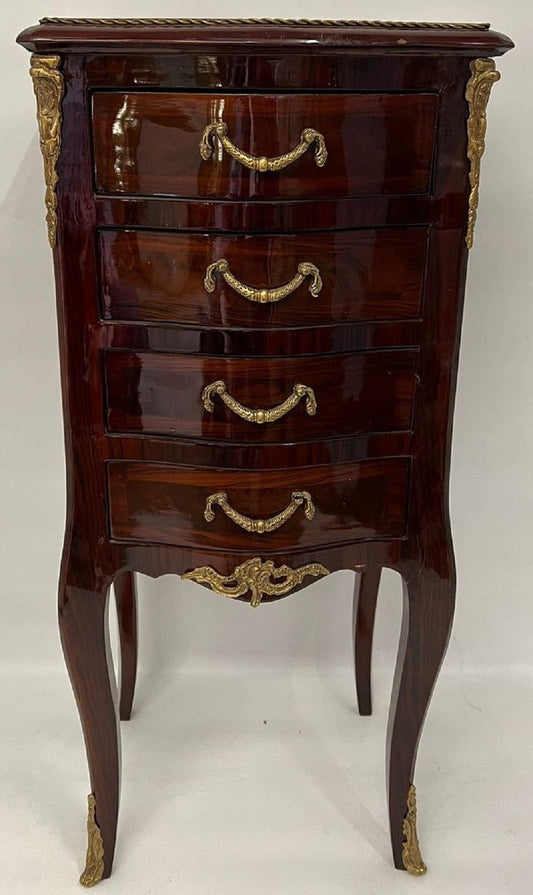 Barock Kommode mit 4 Schubladen Dunkelbraun / Messing - Handgefertigte Massivholz Kommode im Barockstil - Handgefertigte Barock Möbel - Edel & Prunkvoll