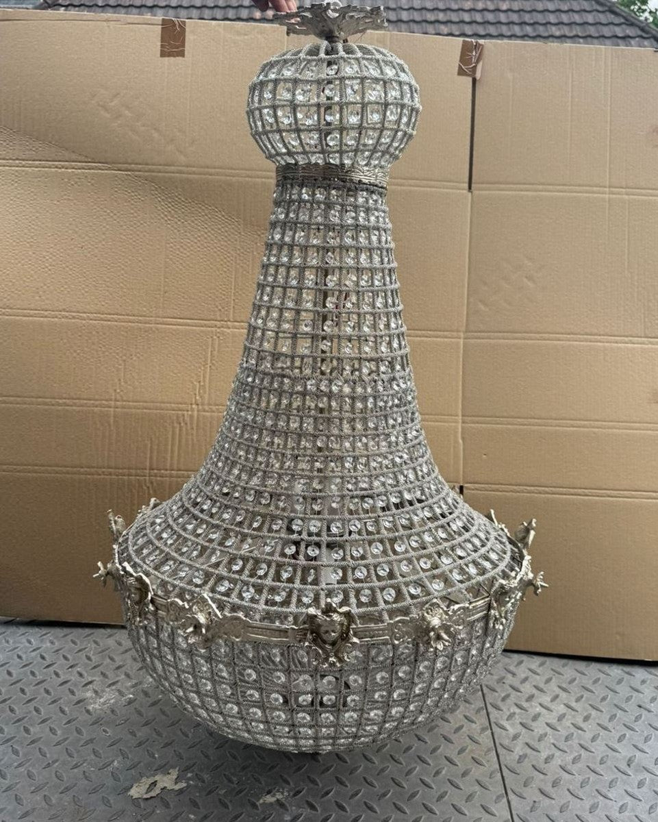 Barock Kristall Kronleuchter Silber H. 110 cm - Barock Leuchten