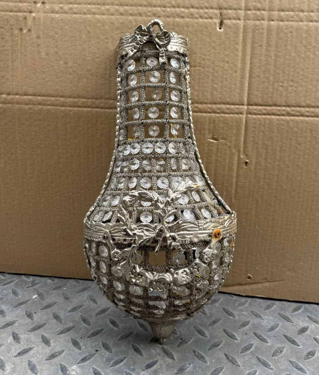 Barock Kristall Wandleuchte Silber H. 40 cm - Barockstil Wandleuchten
