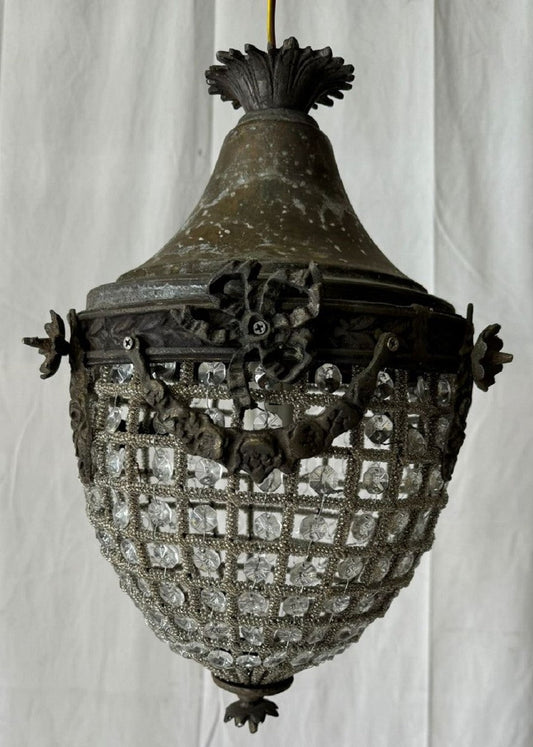 Barock Kristall Hängeleuchte Oxidiert H. 35 cm - Barock Leuchten