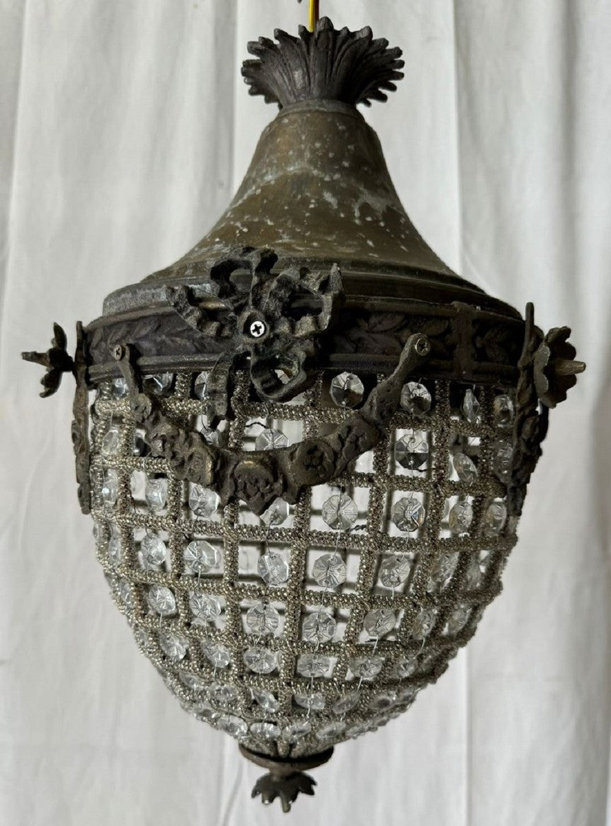 Barock Kristall Hängeleuchte Oxidiert H. 35 cm - Barock Leuchten