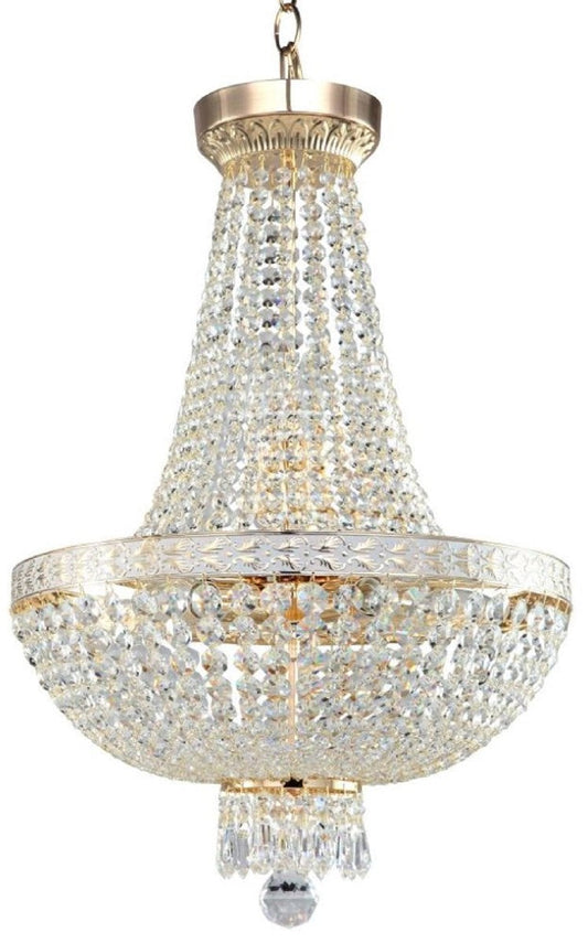 Barock Kristall Kronleuchter Gold Ø 40 x H. 81 cm - Runder Barockstil Kronleuchter - Barock Wohnzimmer Kronleuchter - Edel & Prunkvoll