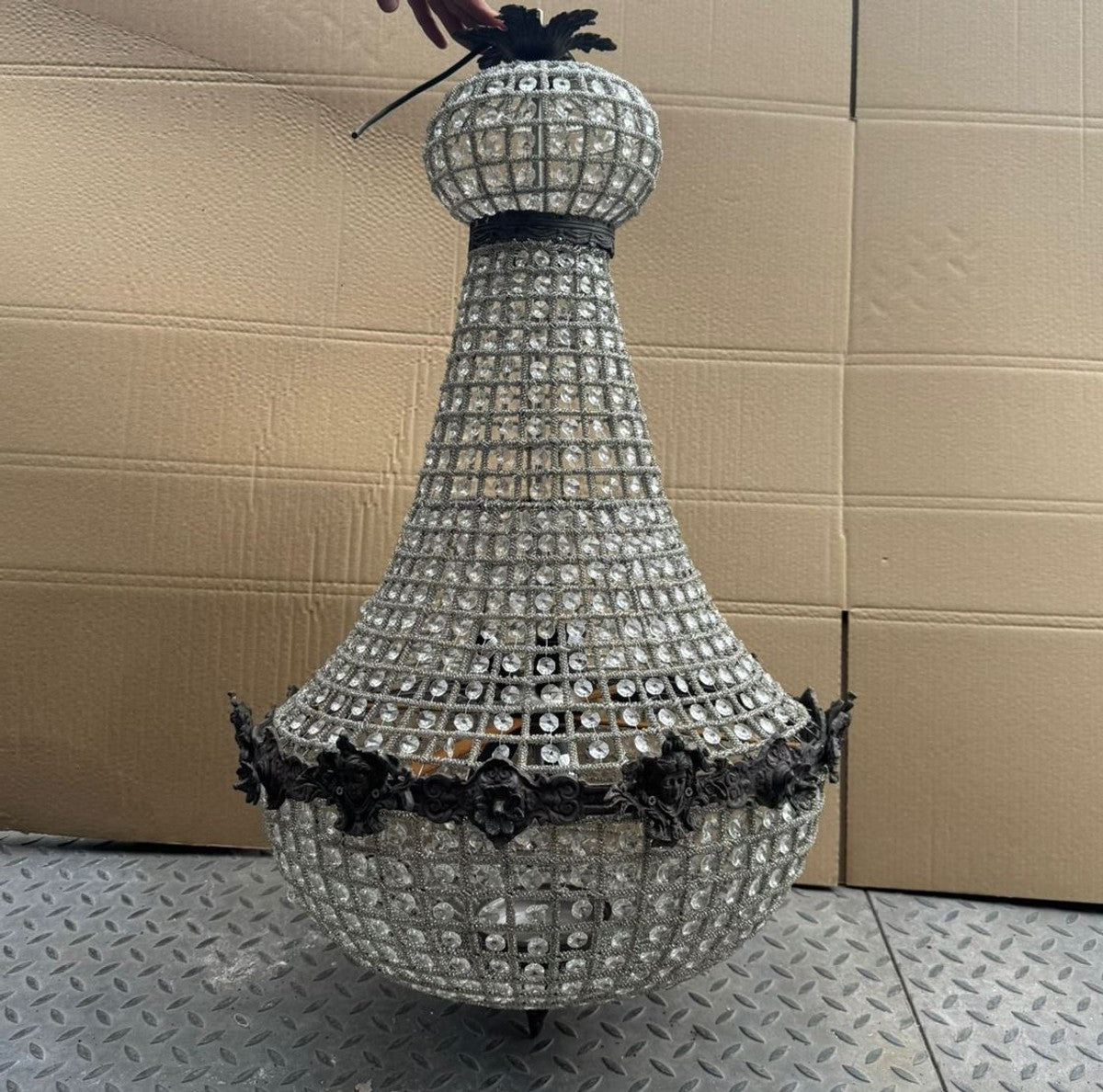 Barock Kristall Kronleuchter Oxidiert H. 93 cm - Barock Leuchten