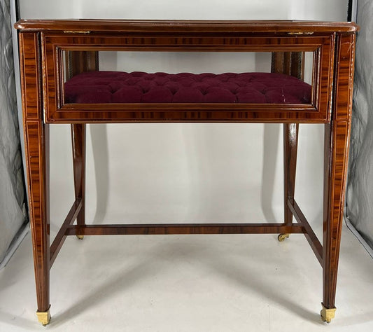 Barock Ladenvitrine mit aufklappbarem Deckel Braun / Bordeauxrot - Barock Möbel - 1B Ware