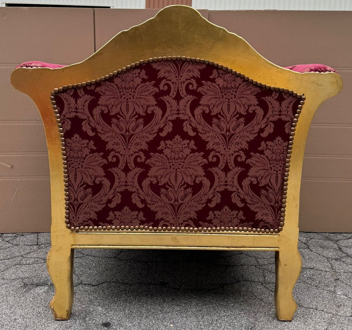 Barock Lounge Sessel Bordeauxrot Muster / Gold - Barock Möbel