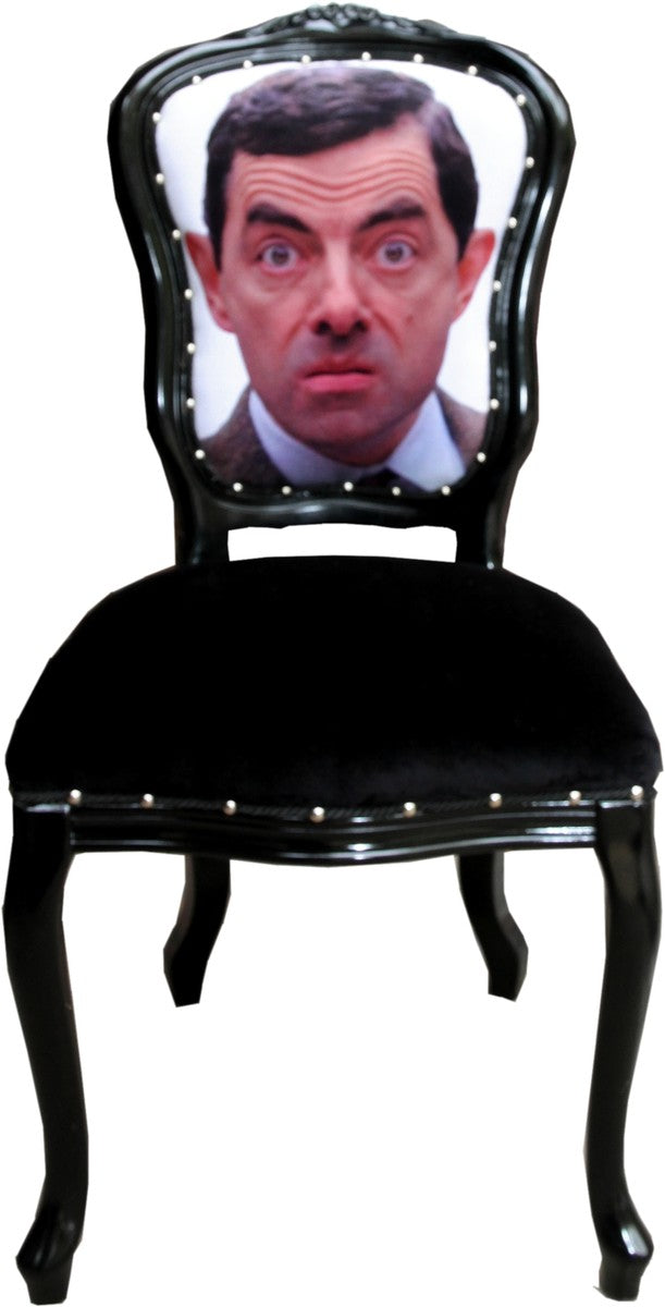 Barock Luxus Esszimmer Stuhl Karikatur Design / Schwarz - Designer Stuhl - Design Möbel