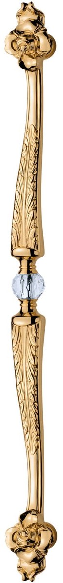 Barock Messing Türgriff Set mit Swarovski Kristallglas Französisches Gold 7,2 x 84 cm - Edel & Prunkvoll
