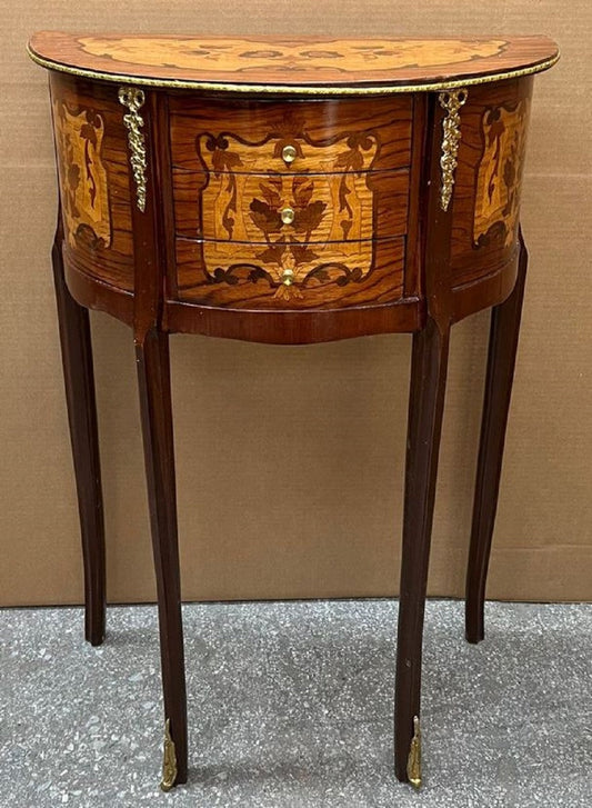 Barock Nachtkommode Braun Intarsien / Gold - Handgefertigte Barockstil Kommode mit 3 Schubladen - Barock Möbel - Schlafzimmer Möbel im Barockstil - Edel & Prunkvoll