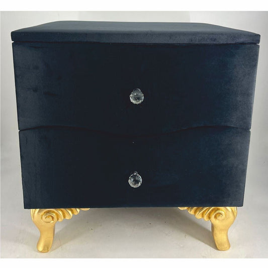 Barock Nachtkommode mit 2 Schubladen Schwarz / Gold - Barockstil Schlafzimmer Möbel