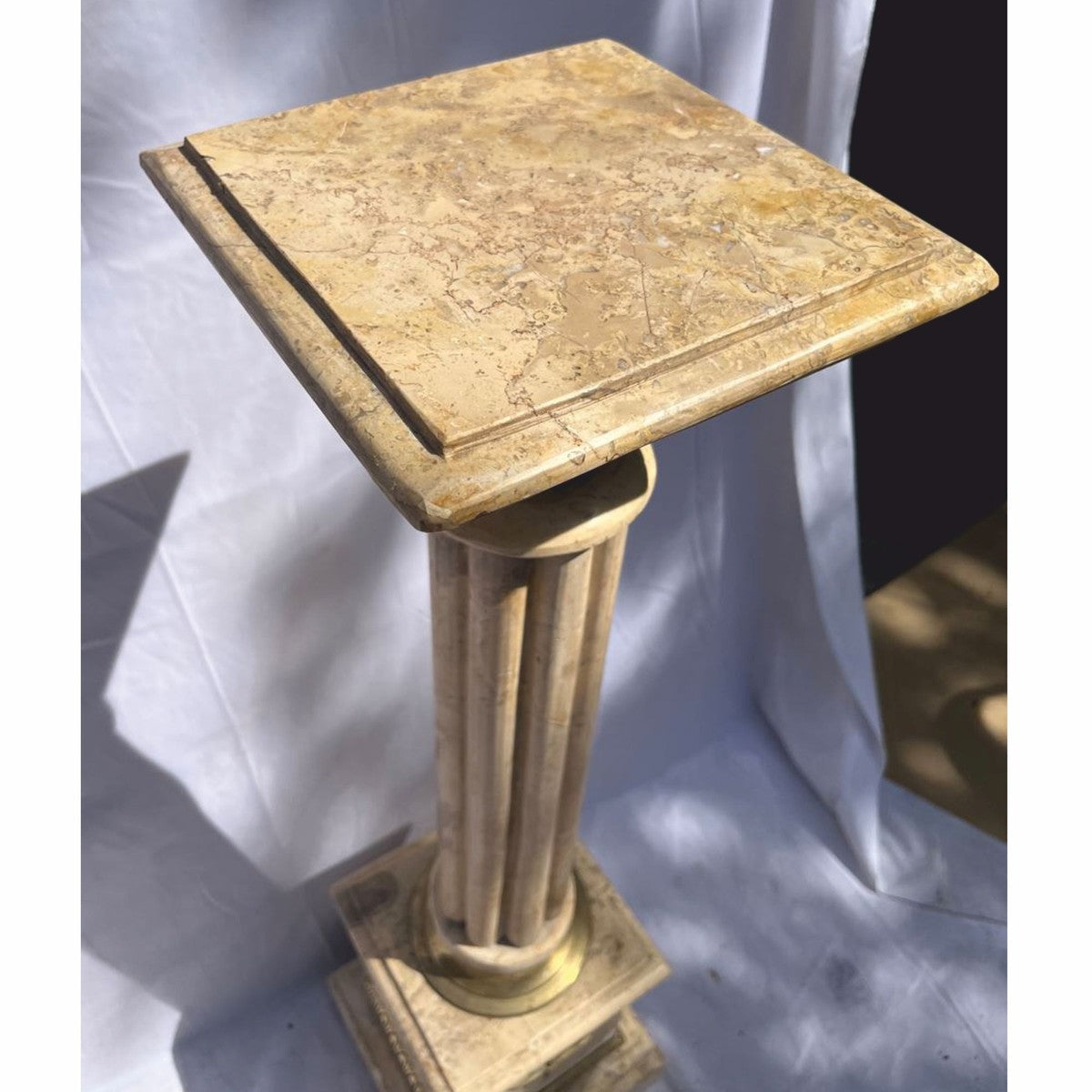 Barock Marmor Säule Beige / Messing H. 100 cm - Barock Deko Accessoires